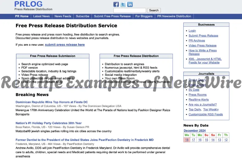 Real life Examples of NewsWire